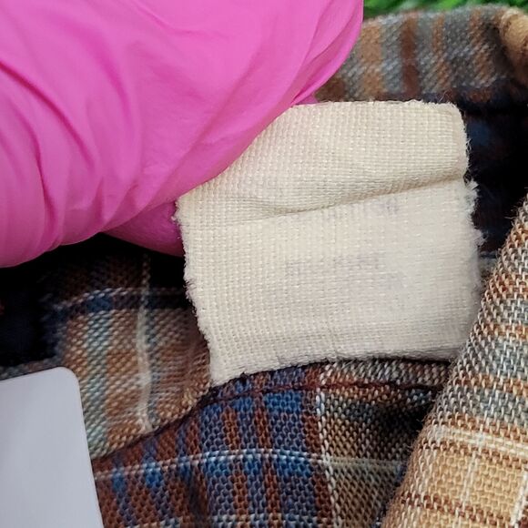 Vintage 80s Shadow Plaid Pearl-Snap Shirt M 19x29 Shirttail - Picture 9 of 16